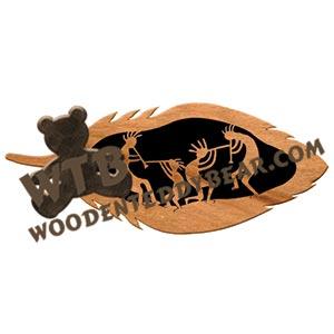 Feather Kokopelli #1 fretwork scroll saw pattern | The Wooden Teddy Bear