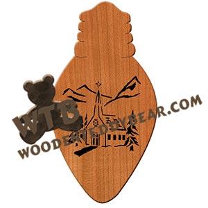 Christmas Light Country Church fretwork scroll saw pattern | The Wooden Teddy Bear