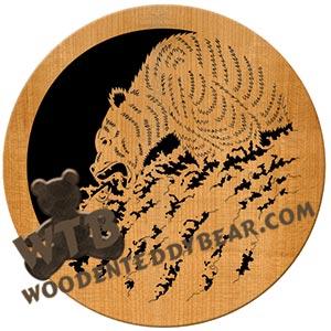 Fishing Grizzly fretwork scroll saw pattern | The Wooden Teddy Bear
