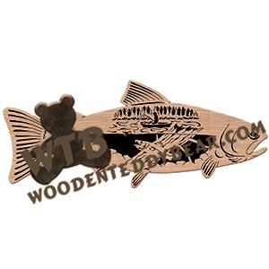 Trout Fly Fisher fretwork scroll saw pattern | The Wooden Teddy Bear
