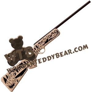 Rifle Bear with Salmon fretwork scroll saw pattern | The Wooden Teddy Bear