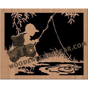 Boy Fishing fretwork scroll saw pattern | The Wooden Teddy Bear