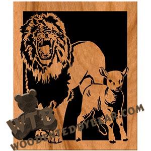Lion & Lamb fretwork scroll saw pattern | The Wooden Teddy Bear