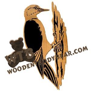 Red Headed Woodpecker fretwork scroll saw pattern | The Wooden Teddy Bear