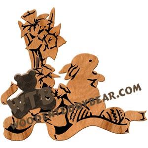 Bunny & Flowers fretwork scroll saw pattern | The Wooden Teddy Bear