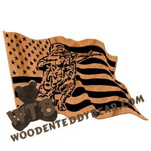 Marine in Flag fretwork scroll saw pattern | The Wooden Teddy Bear
