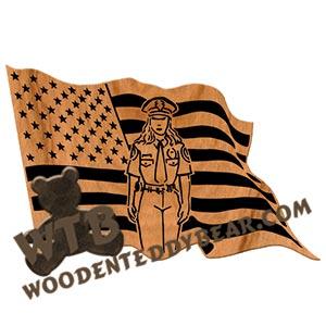 Policewoman in Flag fretwork scroll saw pattern | The Wooden Teddy Bear
