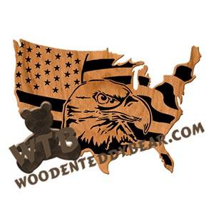 USA Flag with Eagle Head fretwork scroll saw pattern | The Wooden Teddy Bear