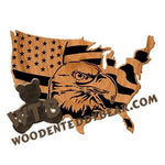 USA Flag with Eagle Head fretwork scroll saw pattern | The Wooden Teddy Bear