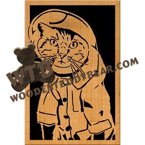 Kitten in a Raincoat fretwork scroll saw pattern | The Wooden Teddy Bear