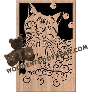 Bubble Bath Kitty fretwork scroll saw pattern | The Wooden Teddy Bear