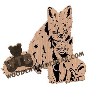 Red Fox and Cub fretwork scroll saw pattern | The Wooden Teddy Bear