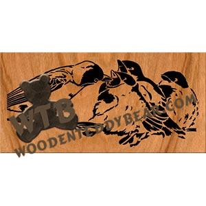 Eastern Kingbird Family fretwork scroll saw pattern | The Wooden Teddy Bear