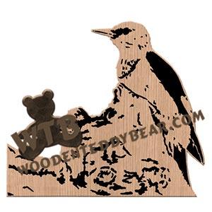 Red-Headed Woodpecker fretwork scroll saw pattern | The Wooden Teddy Bear