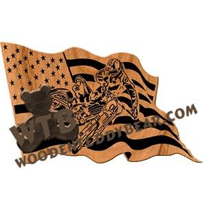 Moto Cross in Flag fretwork scroll saw pattern | The Wooden Teddy Bear