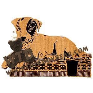 Jack Russell Terrier in Basket fretwork scroll saw pattern | The Wooden Teddy Bear