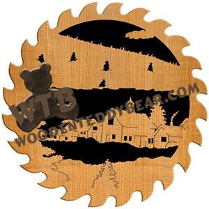 Circular Saw Winter Farm fretwork scroll saw pattern | The Wooden Teddy Bear