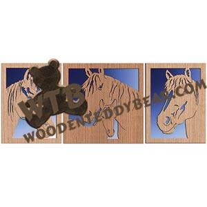 Horse Triptych fretwork scroll saw pattern | The Wooden Teddy Bear