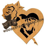 Horse & Rose Heart fretwork scroll saw pattern | The Wooden Teddy Bear