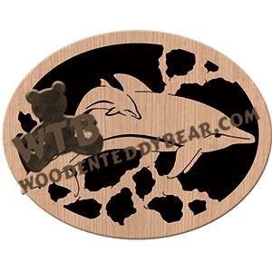 Dolphin & Baby Oval fretwork scroll saw pattern | The Wooden Teddy Bear