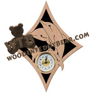Diamond Clock Dolphins fretwork scroll saw pattern | The Wooden Teddy Bear