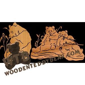 Panda Set fretwork scroll saw pattern | The Wooden Teddy Bear