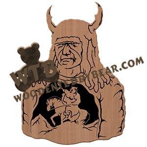 Indian with Inset fretwork scroll saw pattern | The Wooden Teddy Bear
