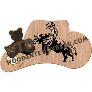 Cowboy Hat with Bull Rider fretwork scroll saw pattern | The Wooden Teddy Bear