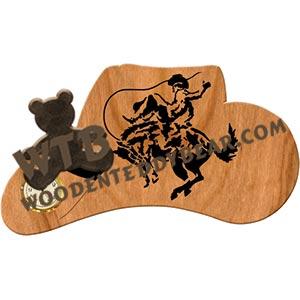 Cowboy Hat with Bronc Rider fretwork scroll saw pattern | The Wooden Teddy Bear