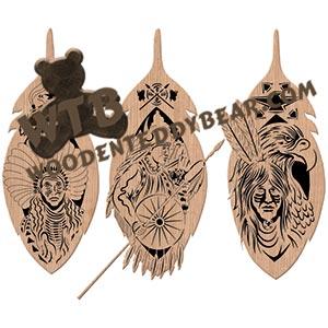 Large Indian Feathers fretwork scroll saw pattern | The Wooden Teddy Bear