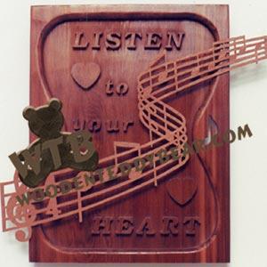 Listen To Your Heart fretwork scroll saw pattern | The Wooden Teddy Bear