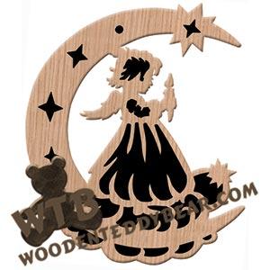 Moon Angel with Candle fretwork scroll saw pattern | The Wooden Teddy Bear