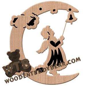 Moon Angel with Bell fretwork scroll saw pattern | The Wooden Teddy Bear