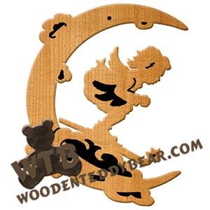 Moon Angel on Skis fretwork scroll saw pattern | The Wooden Teddy Bear