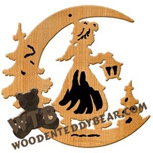 Moon Angel with Lantern fretwork scroll saw pattern | The Wooden Teddy Bear