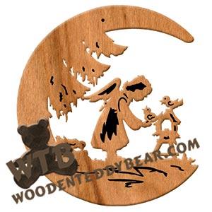 Moon Angel with Birds fretwork scroll saw pattern | The Wooden Teddy Bear