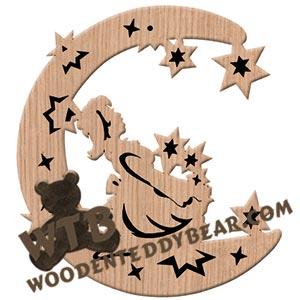 Moon Girl with Stars fretwork scroll saw pattern | The Wooden Teddy Bear