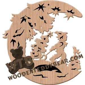 Moon Boy with Sled fretwork scroll saw pattern | The Wooden Teddy Bear