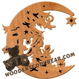 Moon Angel with Baby fretwork scroll saw pattern | The Wooden Teddy Bear