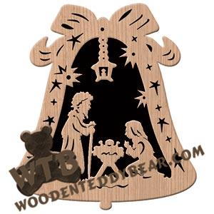 Bell with Nativity fretwork scroll saw pattern | The Wooden Teddy Bear