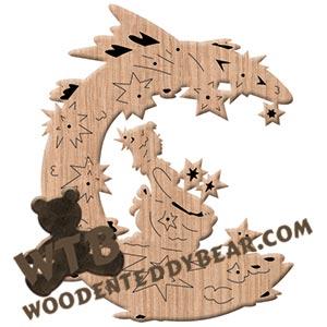 Moon Angel with Stars fretwork scroll saw pattern | The Wooden Teddy Bear