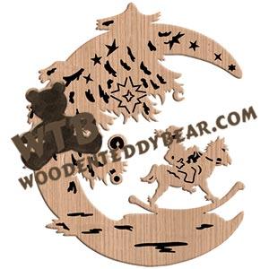 Moon with Rocking Horse fretwork scroll saw pattern | The Wooden Teddy Bear