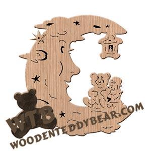 Moon with Girl fretwork scroll saw pattern | The Wooden Teddy Bear