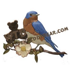 Bluebird & Dogwood Intarsia scroll saw pattern | The Wooden Teddy Bear