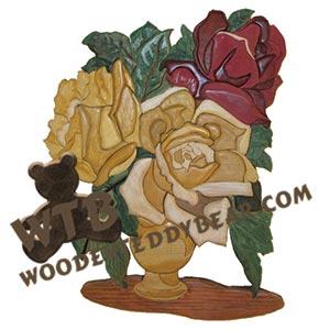 Rose Vase Intarsia scroll saw pattern | The Wooden Teddy Bear