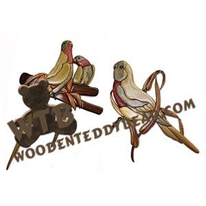 Princess Parrots & Red Crested Parrot Intarsia scroll saw pattern | The Wooden Teddy Bear