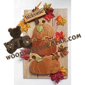 Fall Welcome | Intarsia Scroll Saw Pattern | Wooden Teddy Bear