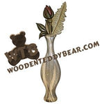 Rosebud Vase | Intarsia Scroll Saw Pattern | Wooden Teddy Bear