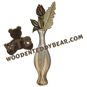 Rosebud Vase | Intarsia Scroll Saw Pattern | Wooden Teddy Bear