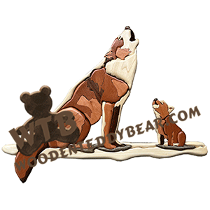 Wolf Family Intarsia | Fretwork Scroll Saw Pattern | Wooden Teddy Bear